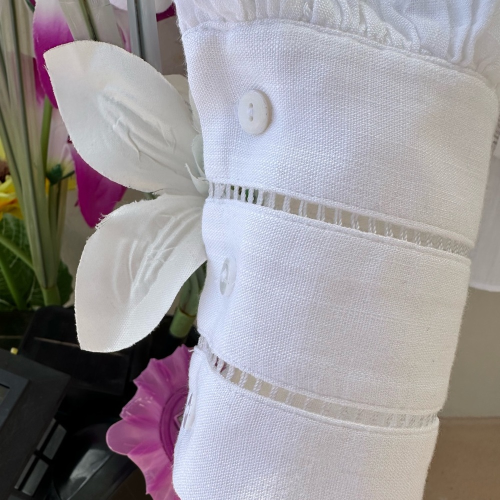 L'AGENCE White Button-Front Lightweight Blouse wi… - image 5